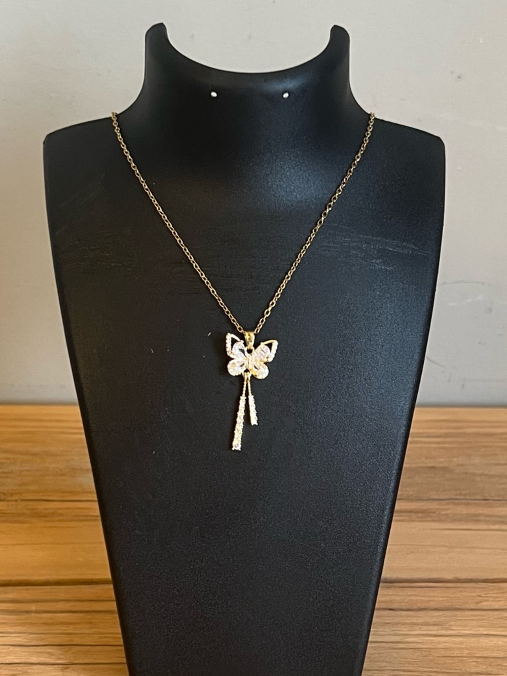 Gold Plated Butterfly Charm Pendant Necklace
